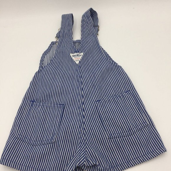 Vintage 1990's OshKosh B'Gosh Boys Striped Engineer Shortalls Overalls S… - Picture 3 of 13